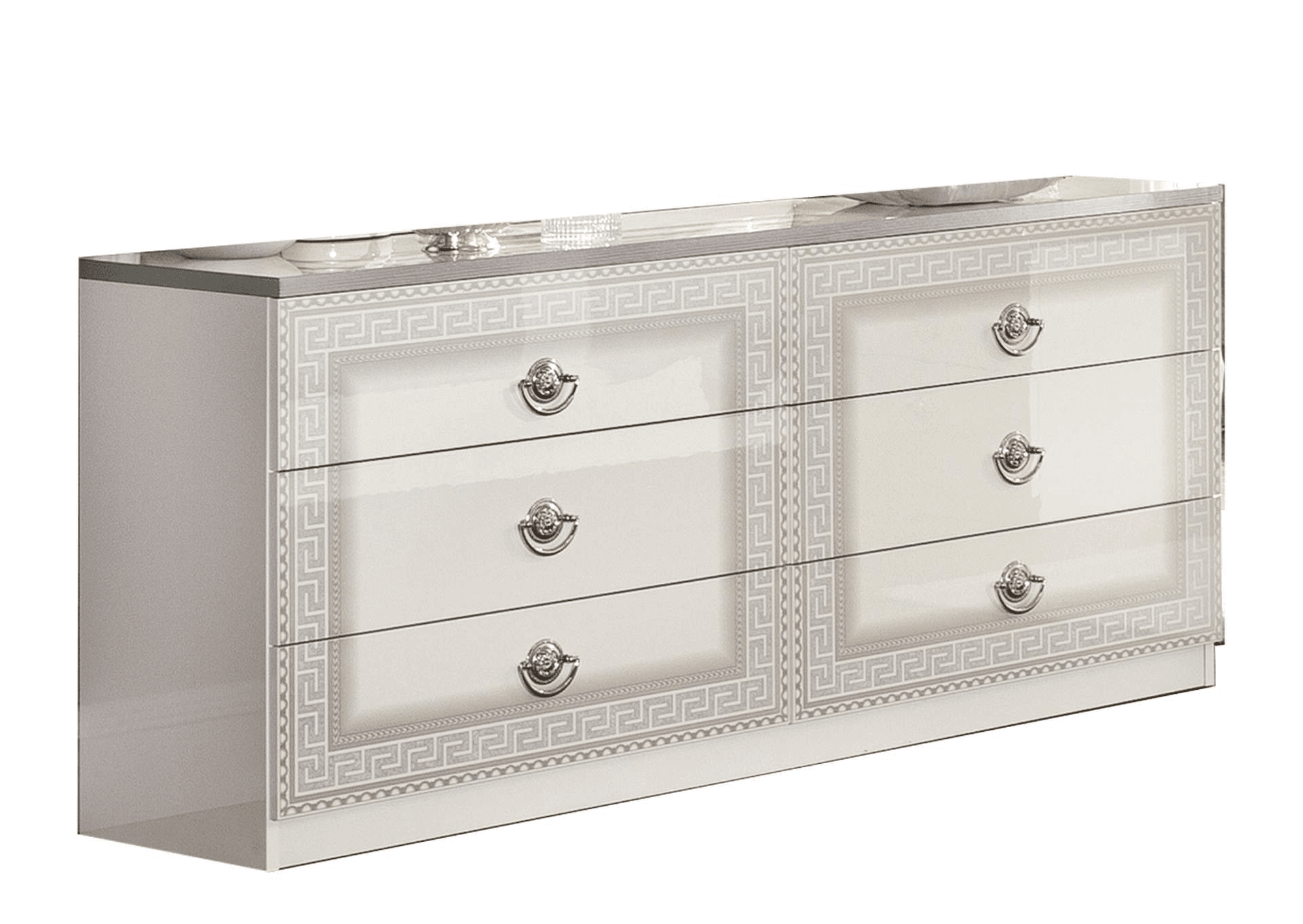 silver double dresser Watnature 6-Drawer Double Dresser with Mirror Modern Polished Silver Engineered Wood 62-Inch in the Dressers department at Lowes.com