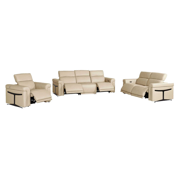 Divanitalia 1126 Power Reclining Living Room Set in Beige Italian Leather
