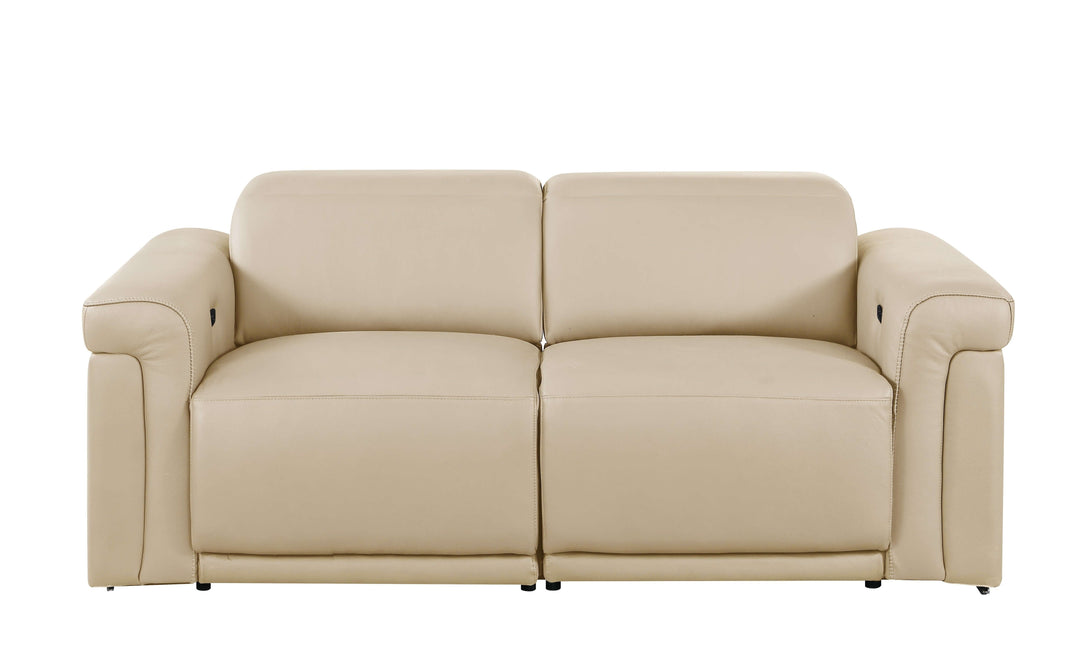 Divanitalia 1126 Power Reclining Loveseat in Beige Italian Leather - Front View