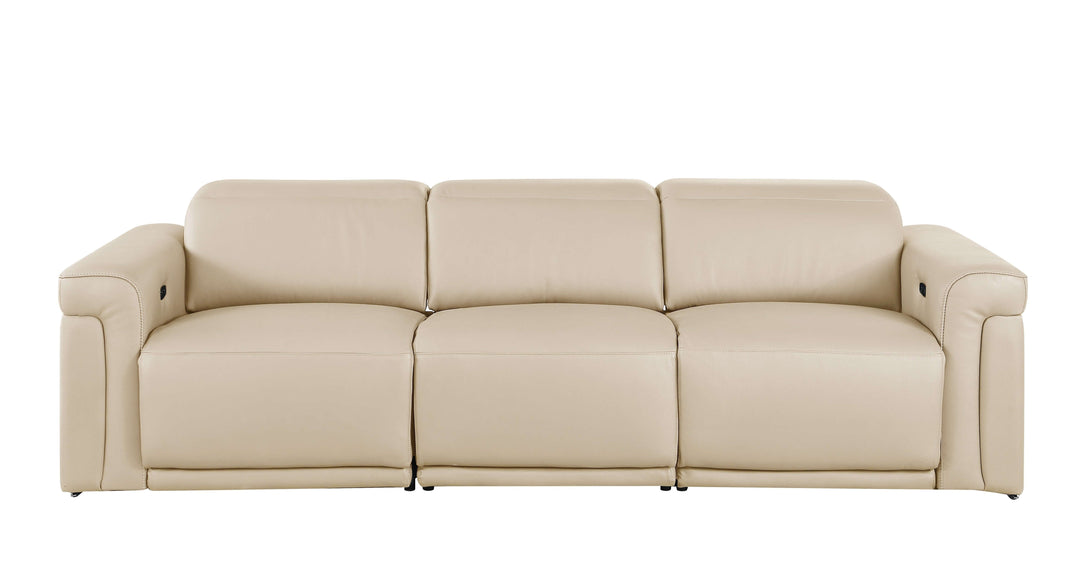 Divanitalia 1126 Power Reclining Sofa in Beige Italian Leather - Front View