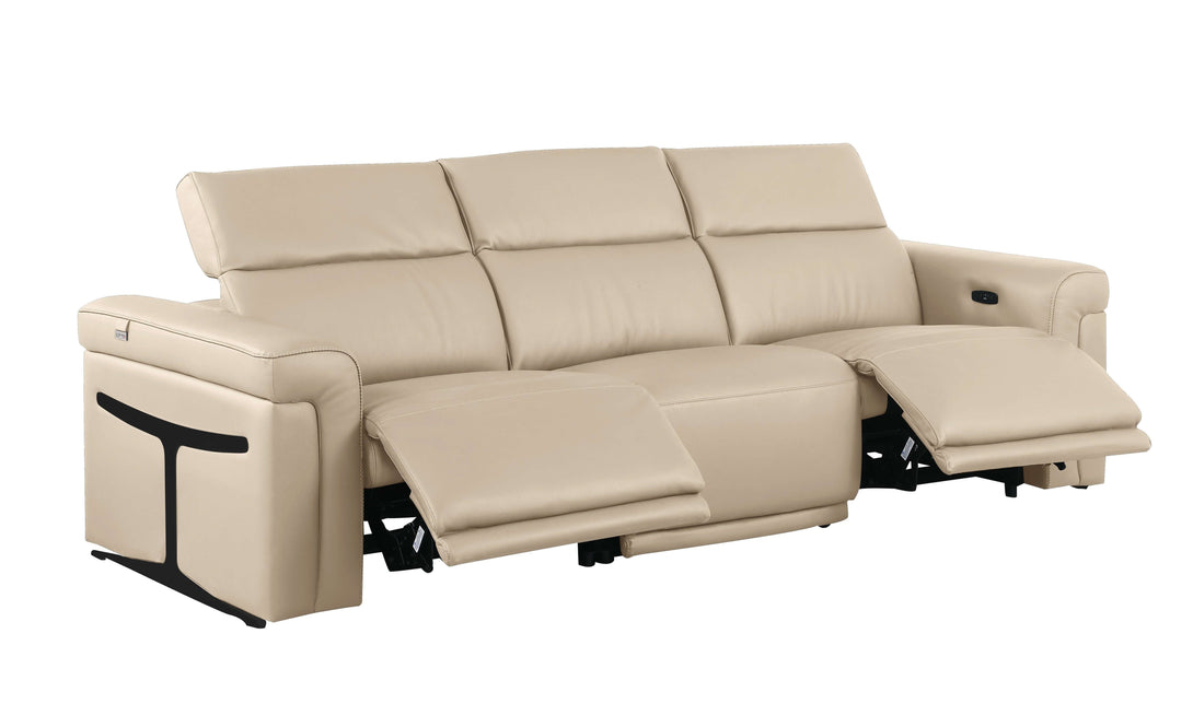 Divanitalia 1126 Power Reclining Sofa in Beige Italian Leather - Recliners Extended