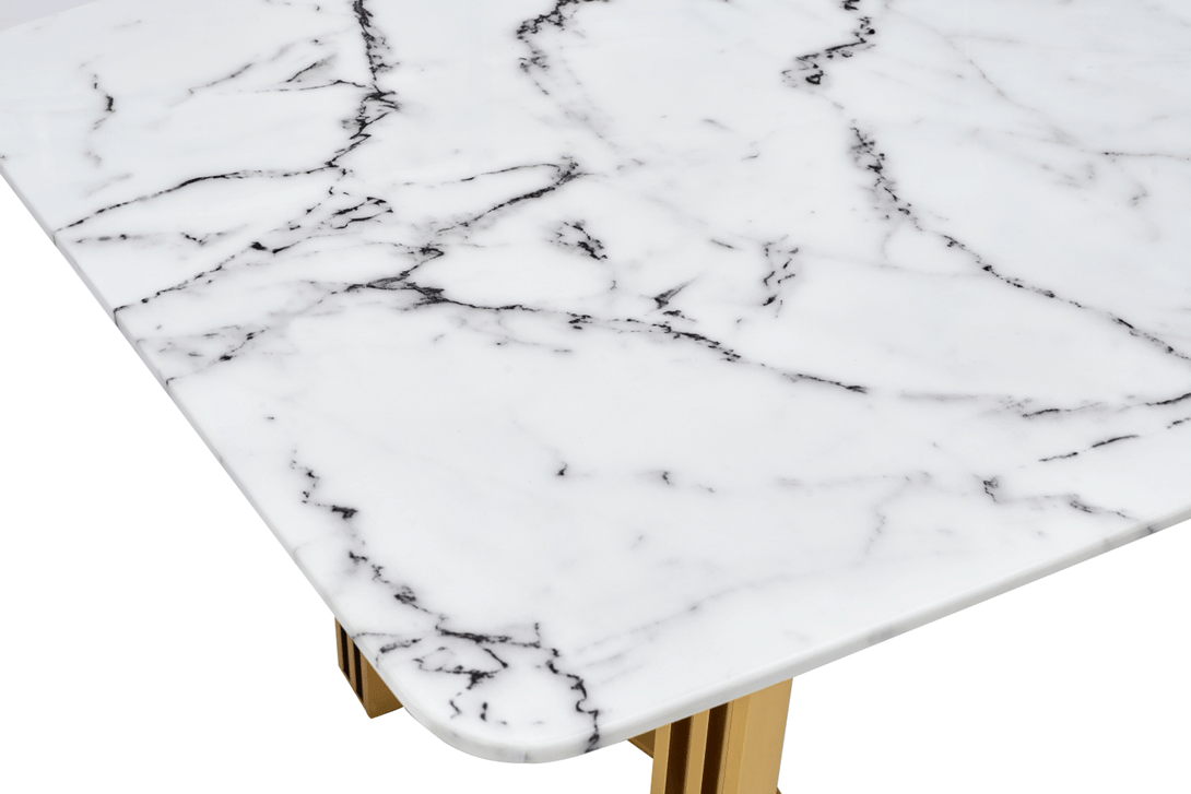 131 Marble Table in Gold - Close-Up View of Faux-Marble Table Top