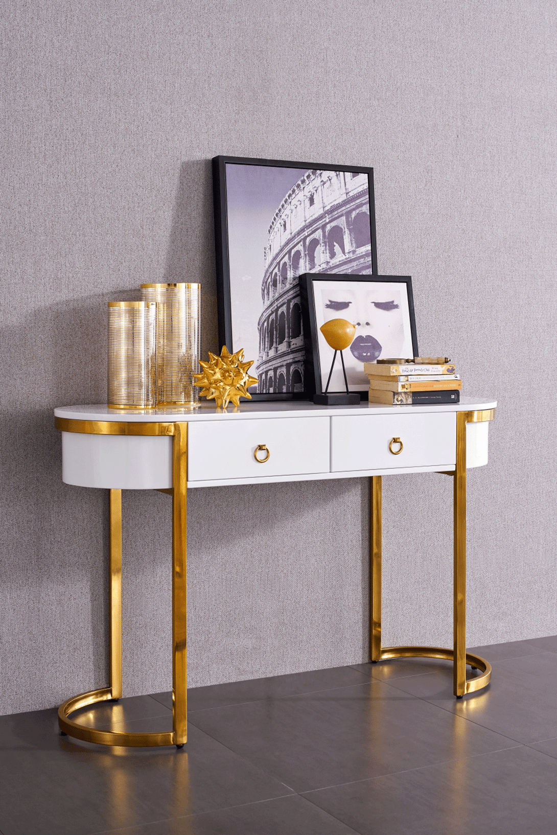 131 Marble Buffet in Gold - View of Buffet in a Staged Demo Room