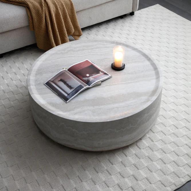 6155 Sand Coffee Table - Arial View Sand Faux Marble Table in a Demo Room