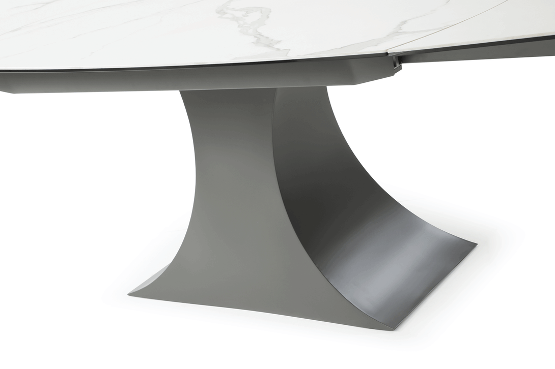 9035 63" Marble Dining Table - View of the Dark Aluminum Table Base