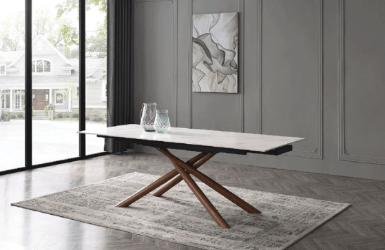 9063 Dining Marble Table - View of Dining Table in a Modern Staged Demo Room