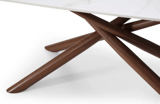 9063 Dining Marble Table - View of the of Wooden Table Legs