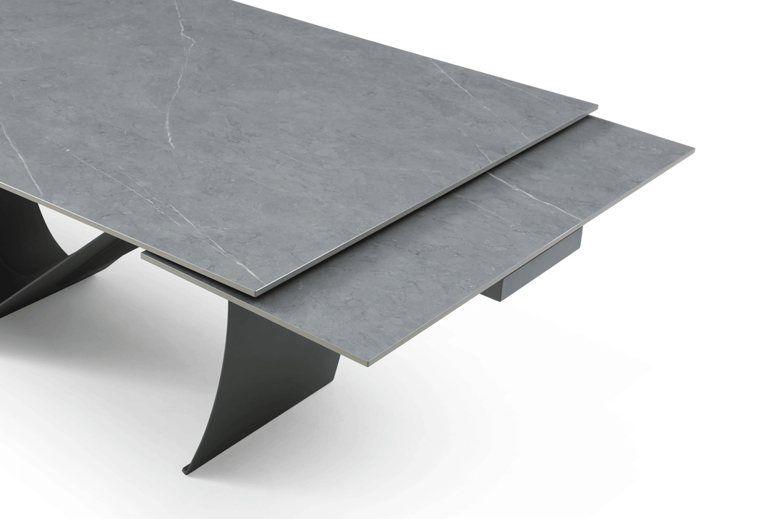 9087 Dark Gray Dining Table - Arial View of the of Table with Table Extentions Mechanism