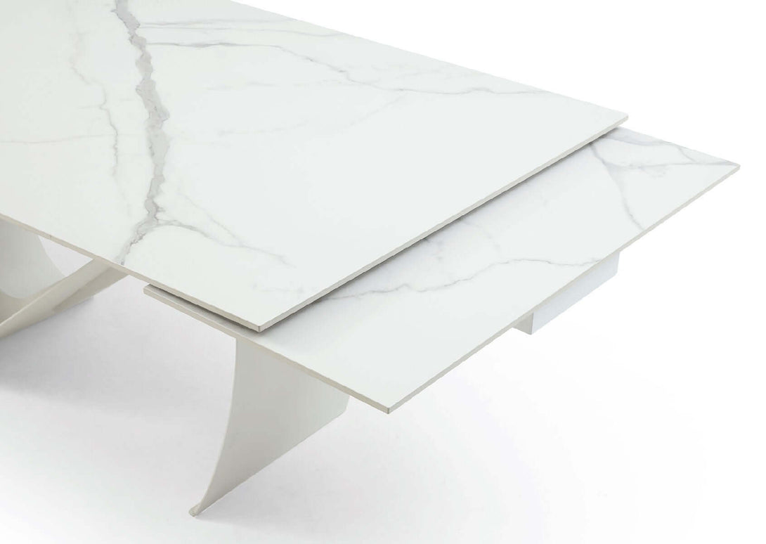 9087 White Dining Table - View of Table Top Extention Fully-Extended
