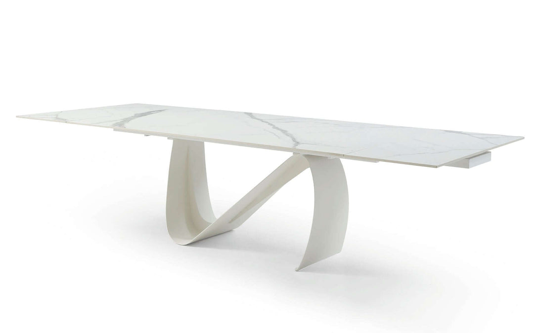 9087 White Dining Table - Angled View of Dining Table