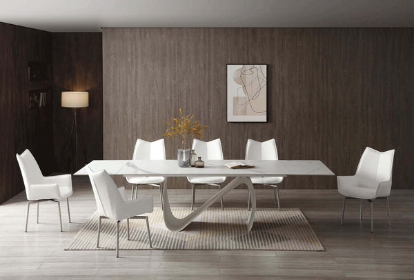 9087 Dining Table and Dining Room Set with White Swivel Chairs - Featured Photo