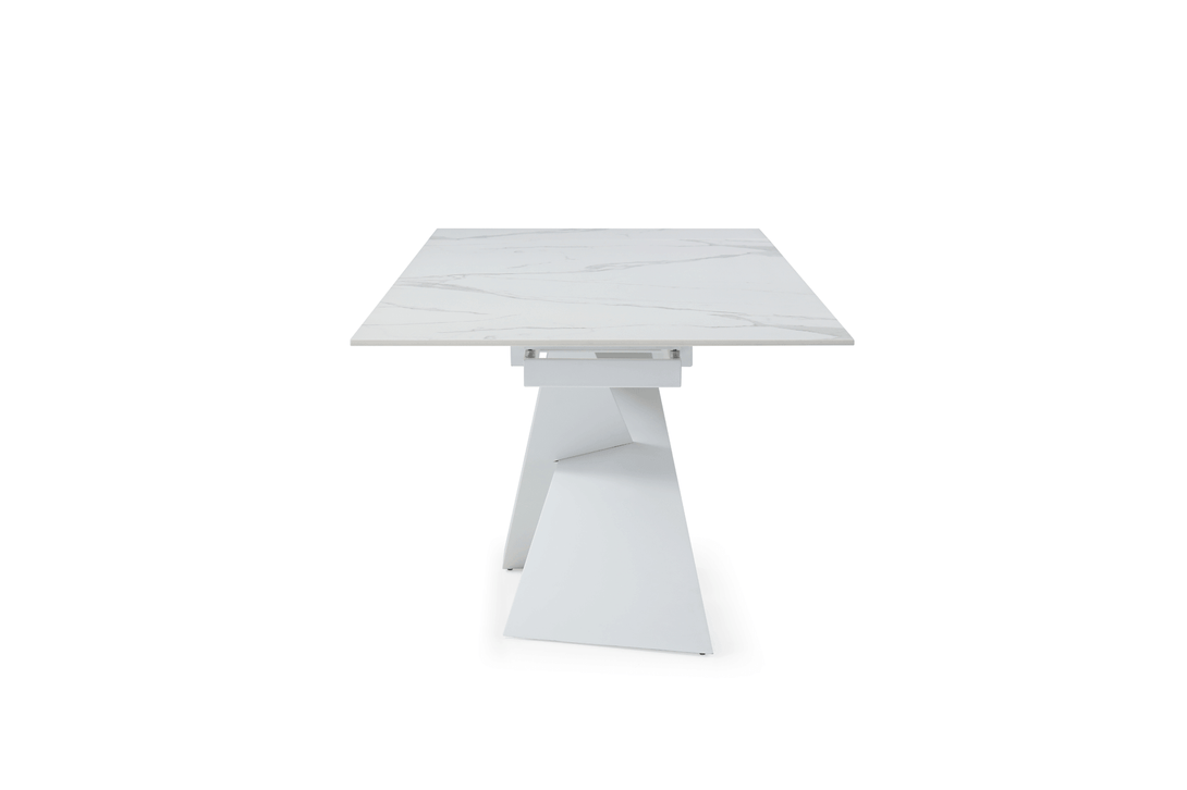 9113 71" White Dining Table - View from End of Table
