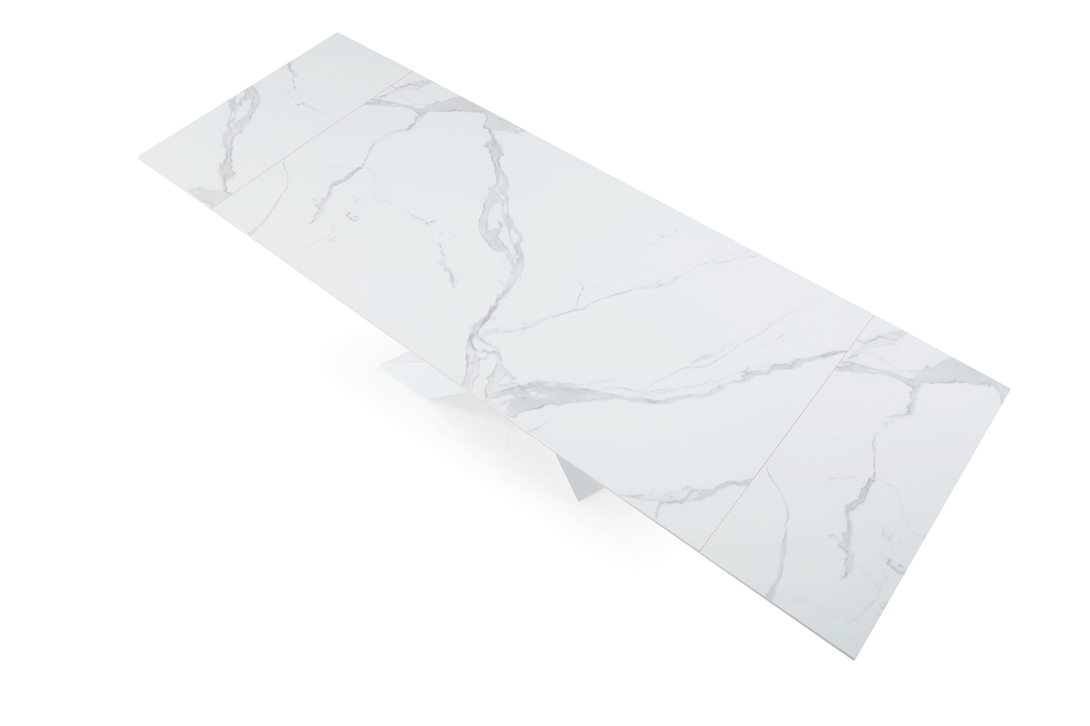 9113 71" White Dining Table - Arial View of the of Table Top