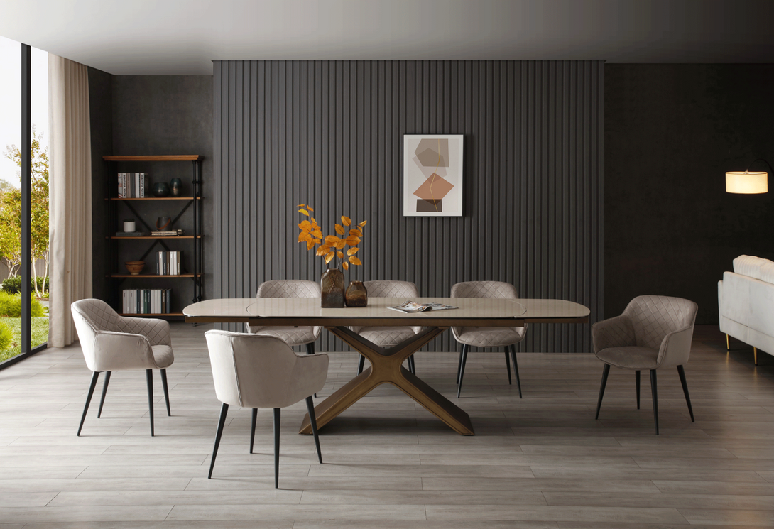 9368 Dining Table and Dining Room Set with Beige Dining Chairs - Featured Photos