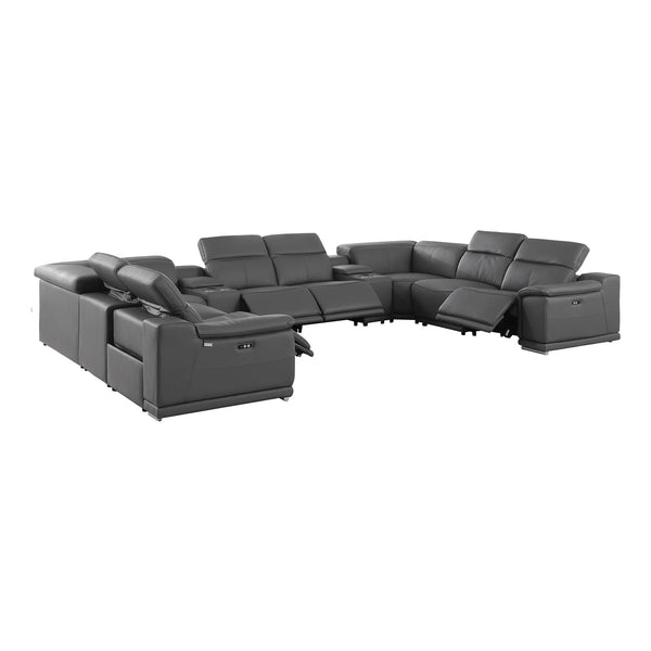 Divanitalia 9762 Build Your Own Sectional Sofa in Dark Grey with Recliners