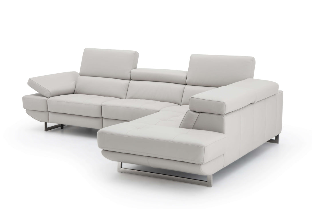 Annalaise Sectional Sofa with Recliner in Silver Grey Leather - Rear View
