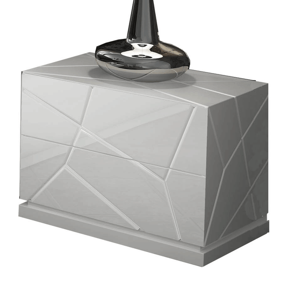 Kiu - 2-Drawer High Gloss White Nightstand