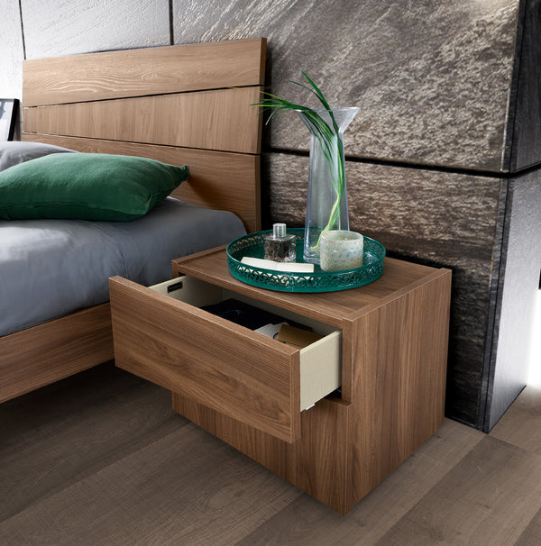 Storm - 2-Drawer Modern Nightstand with Natural Elm Brown Finish