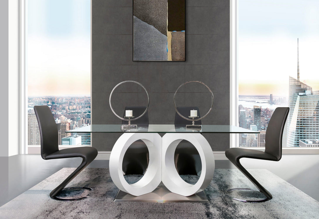 4 Black 'Z' Chairs and Glass Top Dining Room Set - Featured Photo