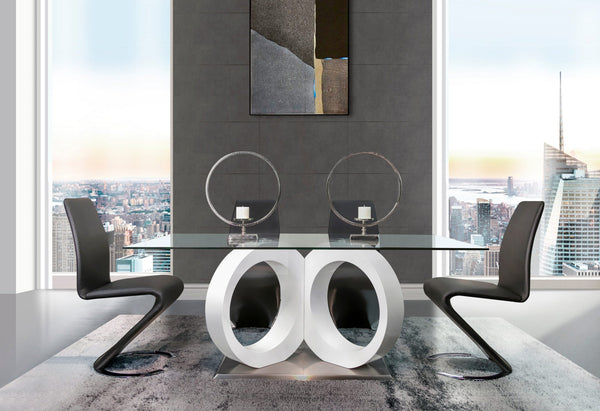 4 Black 'Z' Chairs and Glass Top Dining Room Set - Featured Photo