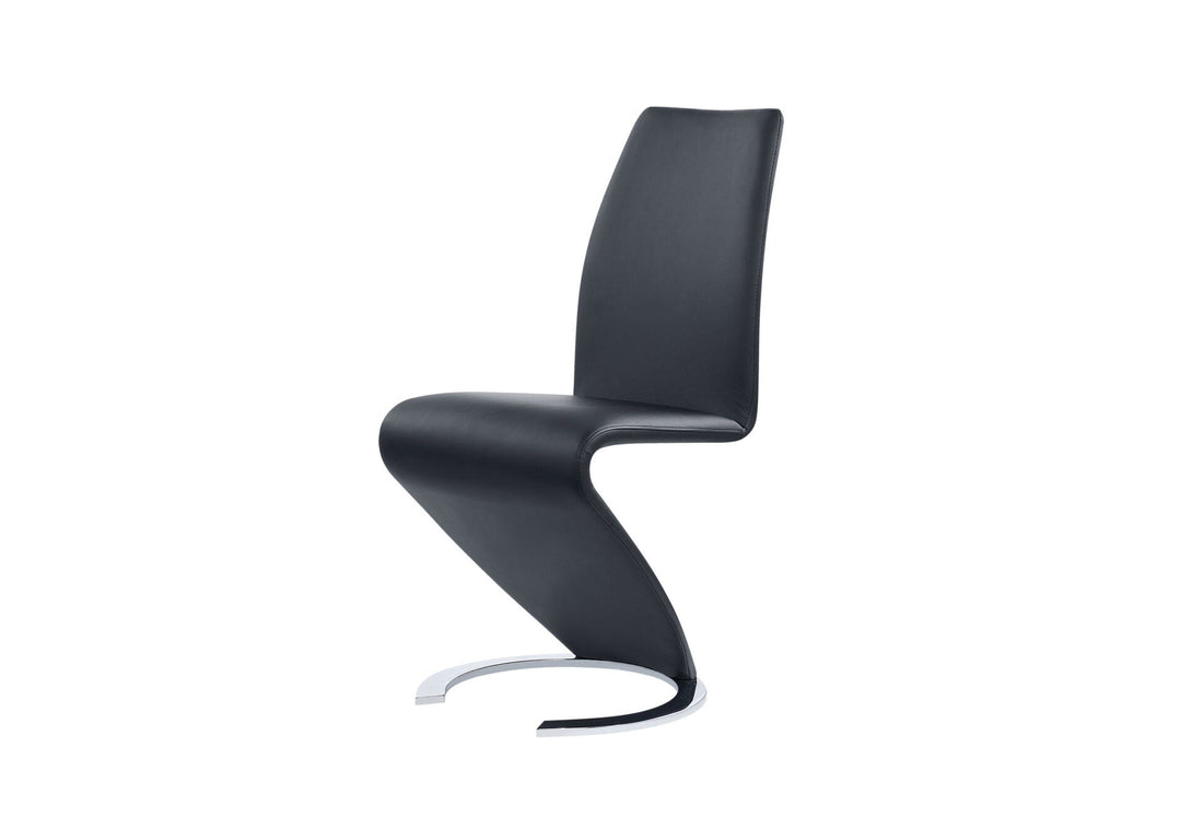 1 Black 'Z' Dining Chairs - Side View of Dining Chair on a White Transparent Background