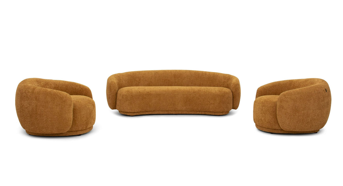 Divani Casa Yolonda - Modern Curved Orange Fabric Sofa Set - View of Furniture on White Transparent Background
