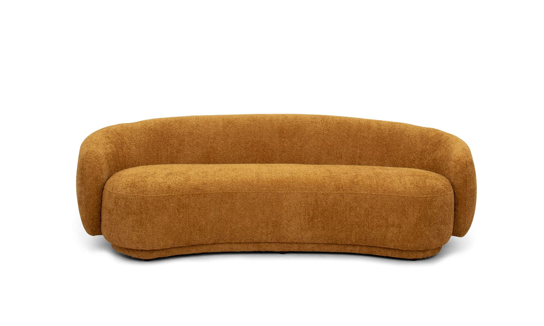 Divani Casa Yolonda - Modern Curved Orange Fabric Sofa - Front View of Sofa