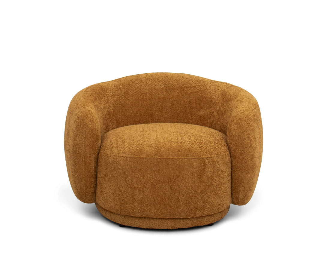 Divani Casa Yolonda - Modern Curved Orange Fabric Chair - Front View of Chair
