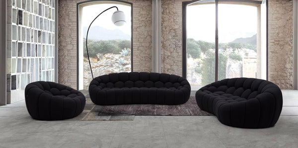 Divani Casa Yolonda - Modern Curved Black Fabric Sofa Set - Featured Photo