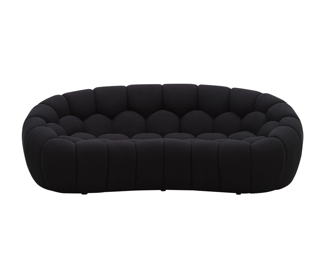 Divani Casa Yolonda - Modern Curved Black Fabric Sofa - Front View of Loveseat