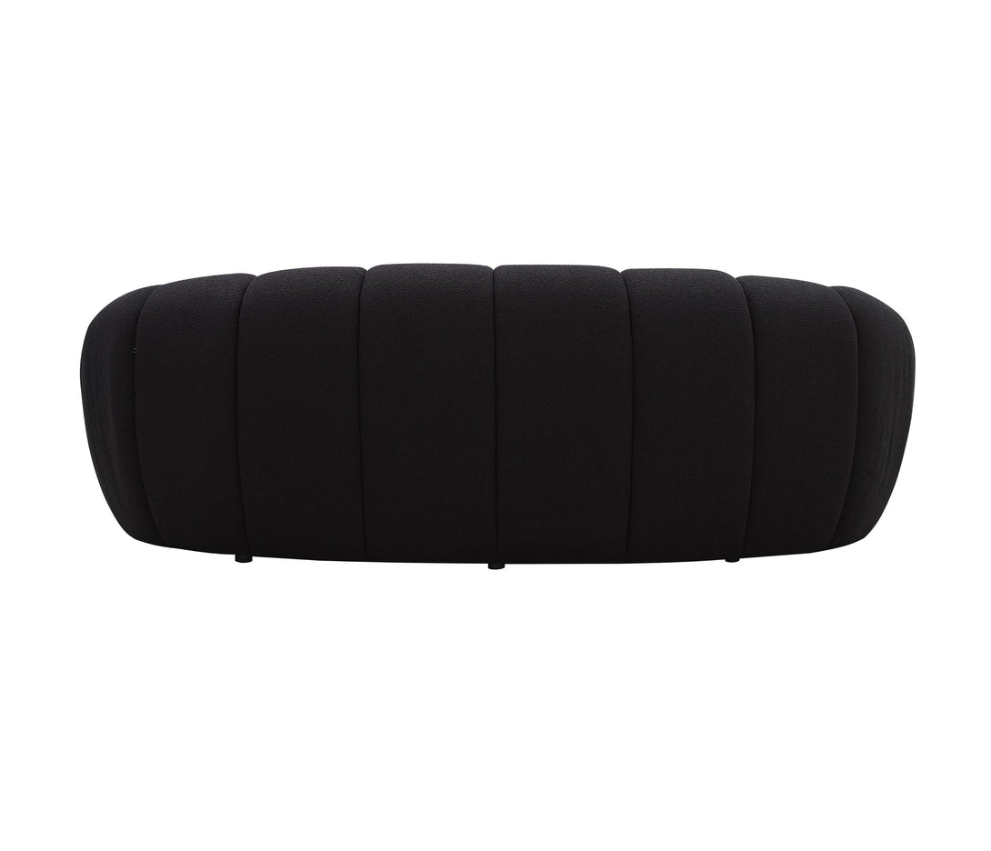 Divani Casa Yolonda - Modern Curved Black Fabric Sofa - Rear View of Loveseat