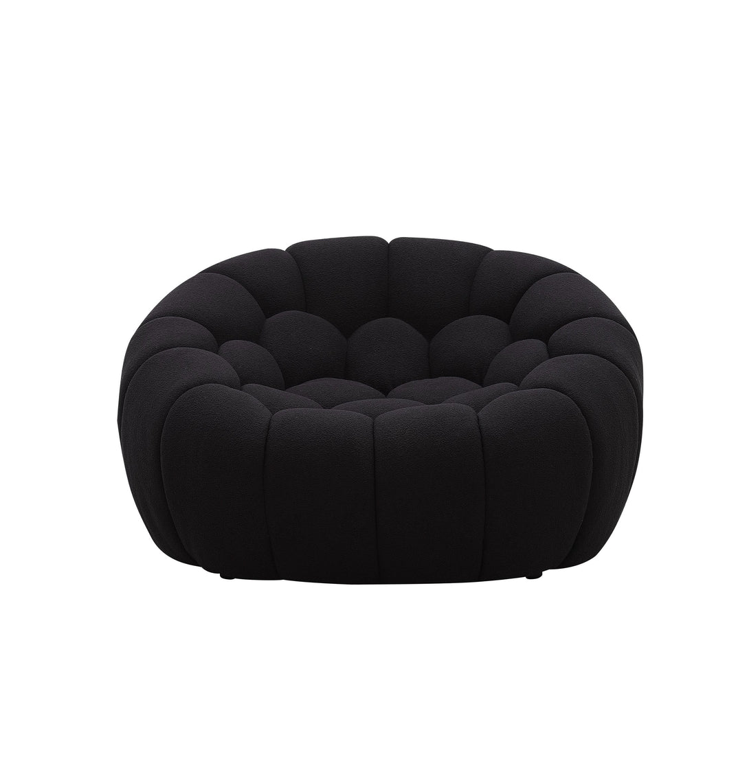 Divani Casa Yolonda - Modern Curved Black Fabric Chair - Front View of Chair