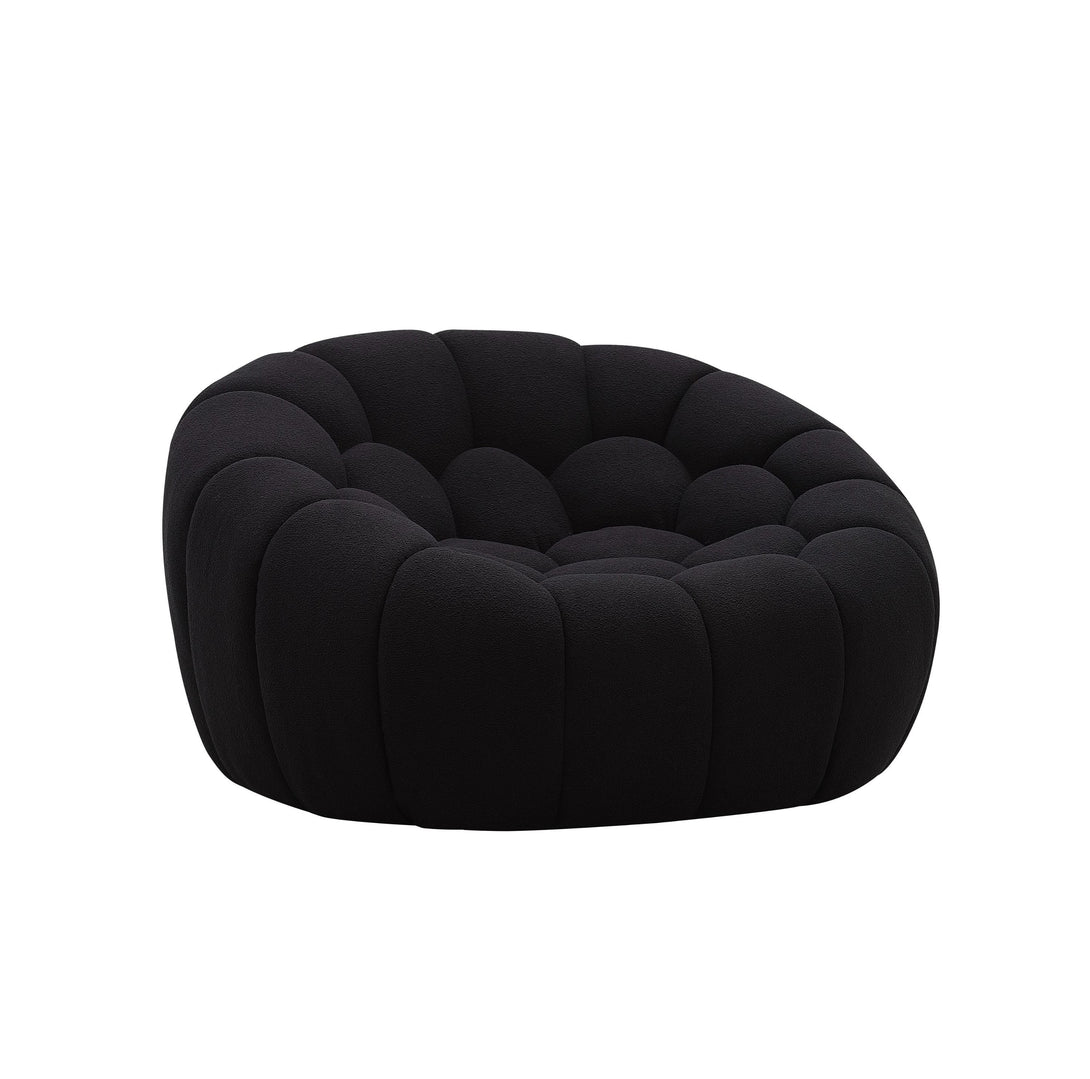 Divani Casa Yolonda - Modern Curved Black Fabric Chair - Angled Front View of Chair