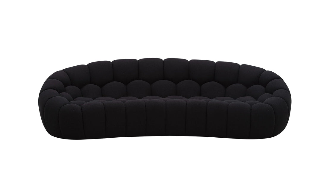 Divani Casa Yolonda - Modern Curved Black Fabric Sofa - Front View of Sofa