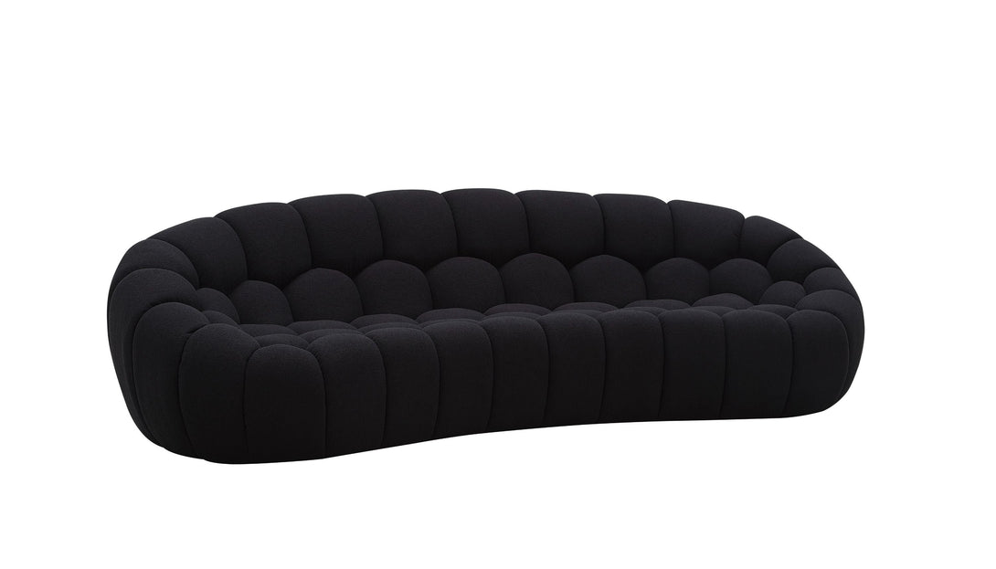 Divani Casa Yolonda - Modern Curved Black Fabric Sofa - Angled Front View of Sofa