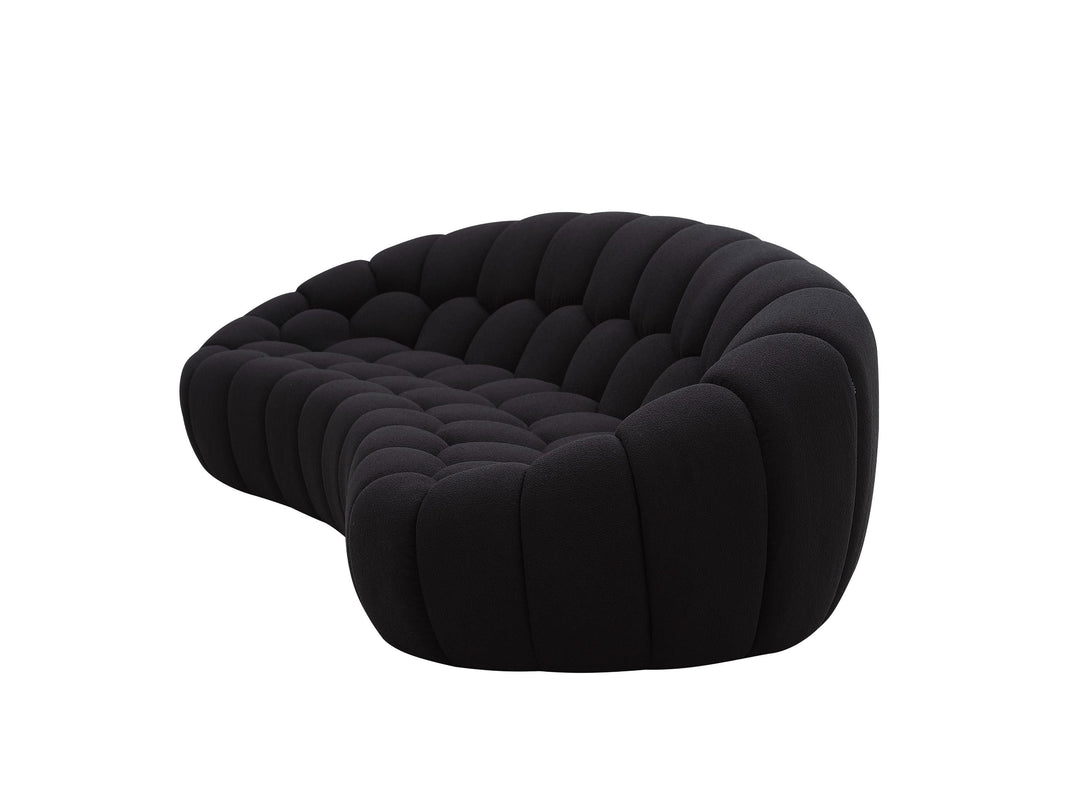 Divani Casa Yolonda - Modern Curved Black Fabric Sofa - Side View of Sofa