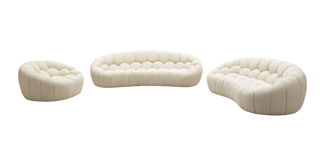 Divani Casa Yolonda - Modern Curved Off-White Fabric Sofa Set - View of Furniture on White Transparent Background