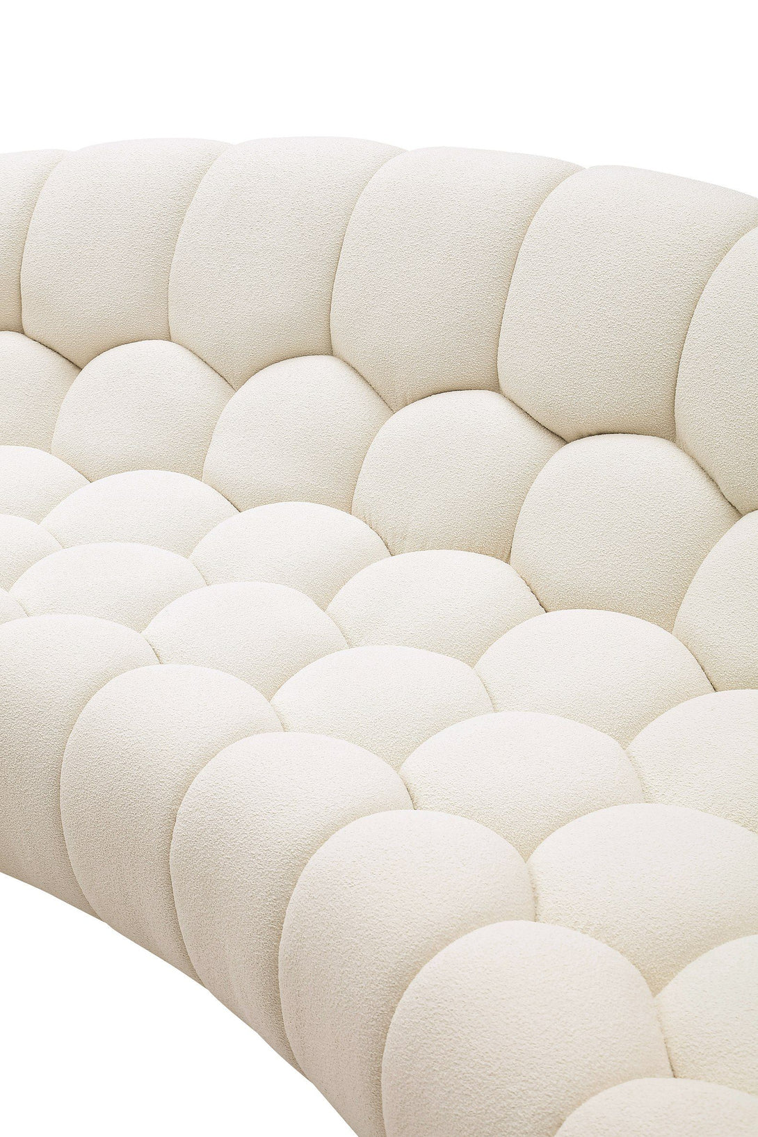 Modern Curved Off-White Fabric Sofa Set - Close-up View of Off-White Hexagonal Fabric Pattern