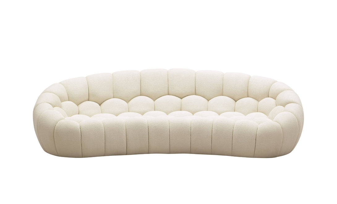 Divani Casa Yolonda - Modern Curved Off-White Fabric Sofa - View of Sofa on White Transparent Background