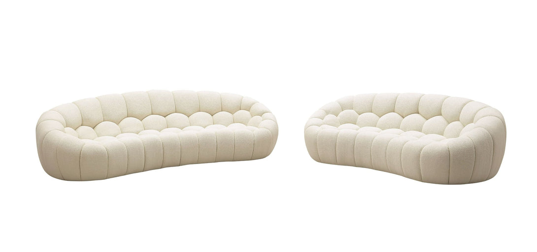Divani Casa Yolonda - Modern Curved Off-White Fabric Sofa Set - View of Furniture on White Transparent Background 2