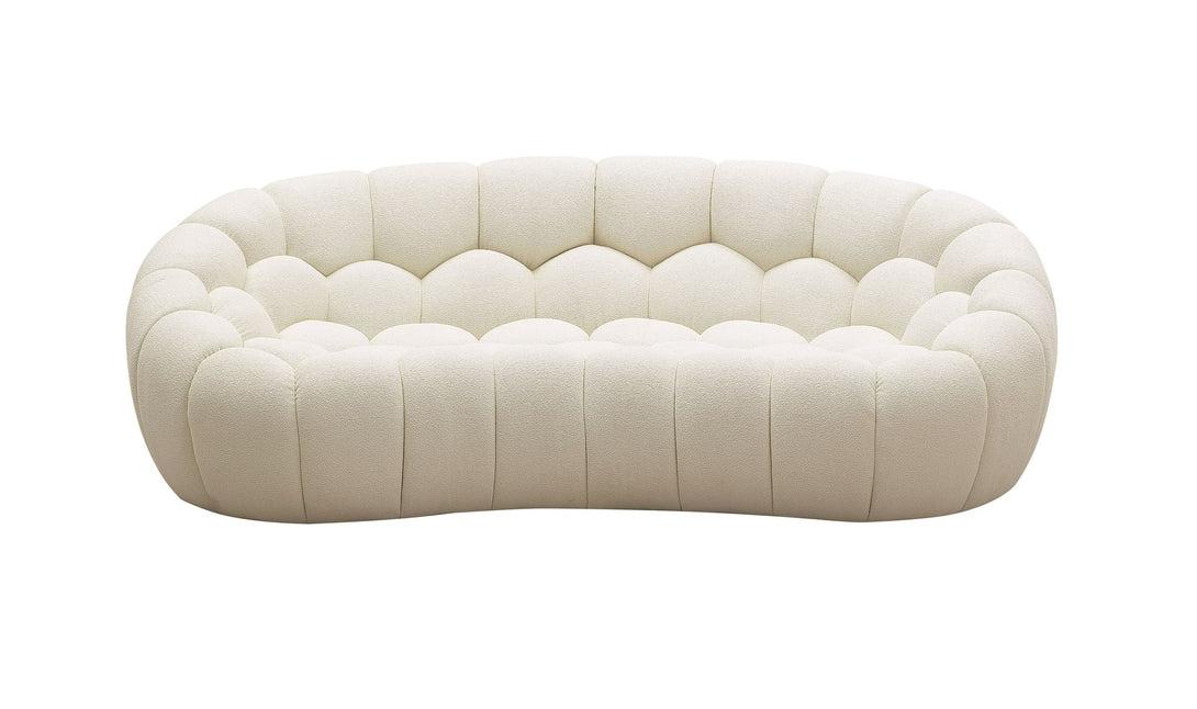 Divani Casa Yolonda - Modern Curved Off-White Fabric Loveseat - Front View of Loveseat on White Transparent Background