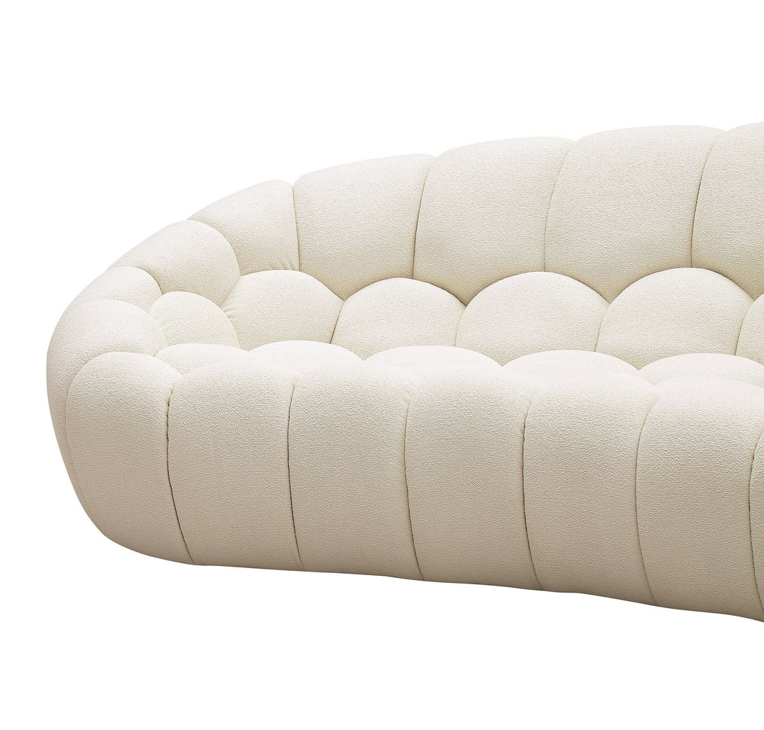 Divani Casa Yolonda - Modern Curved Off-White Fabric Sofa Set - Close-up View of Off-White Hexagonal Fabric Pattern