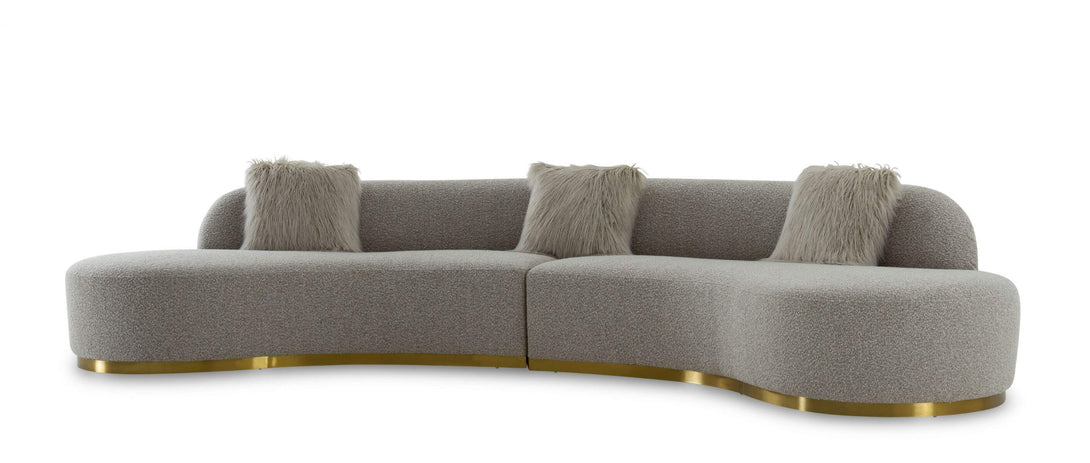 Divani Casa Frontier - Glam Grey Fabric Curved Sectional Sofa - Featured Photo