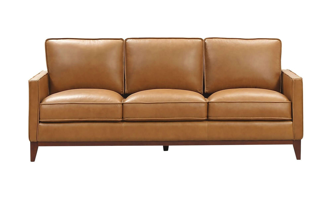 Divani Casa Naylor - Modern Brown Italian Leather Split Sofa - View of the front of sofa on a white transparent background