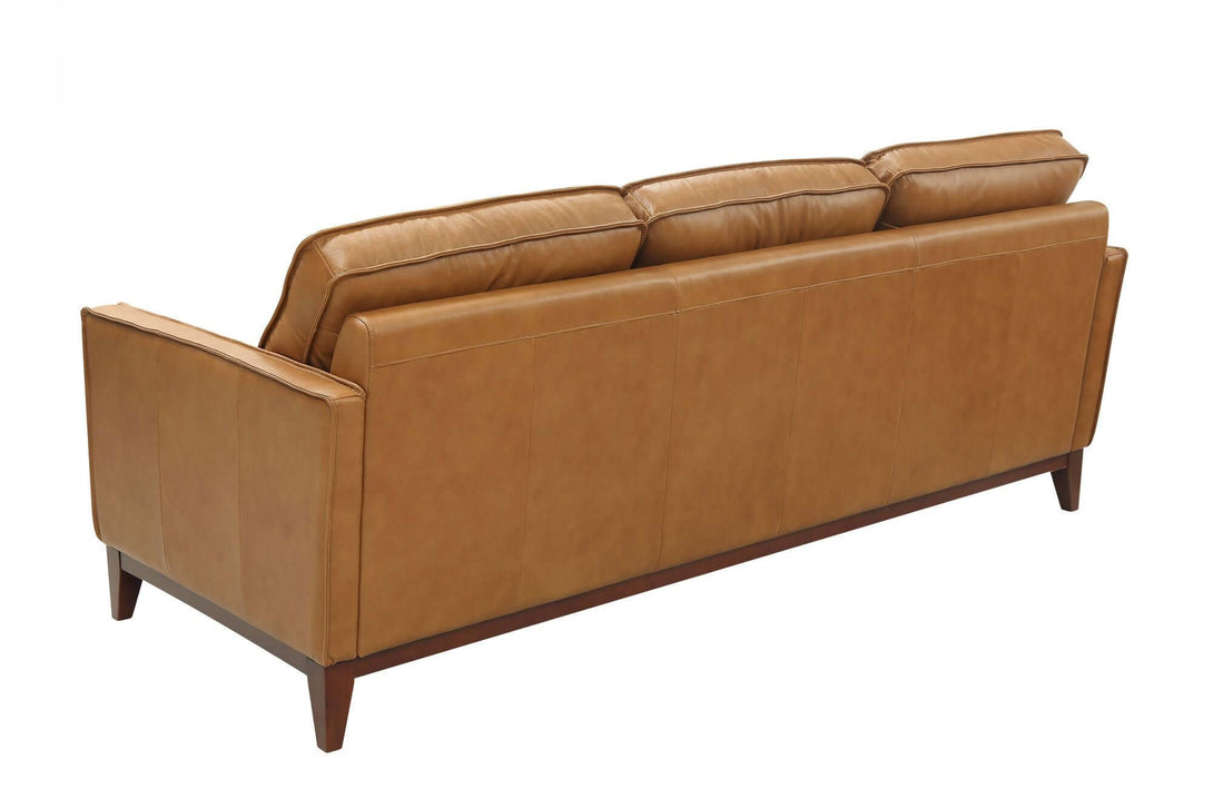 Divani Casa Naylor - Modern Brown Italian Leather Split Sofa - View of the rear of sofa on a white transparent background
