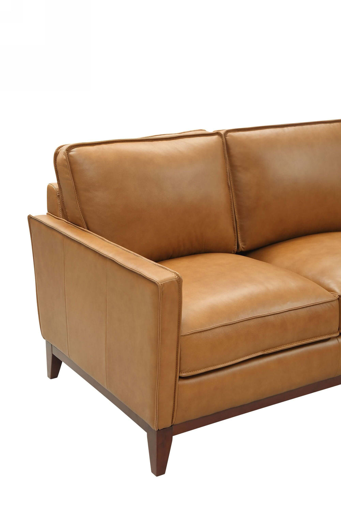 Divani Casa Naylor - Modern Brown Italian Leather Split Sofa - View of the sofa arm on a white transparent background