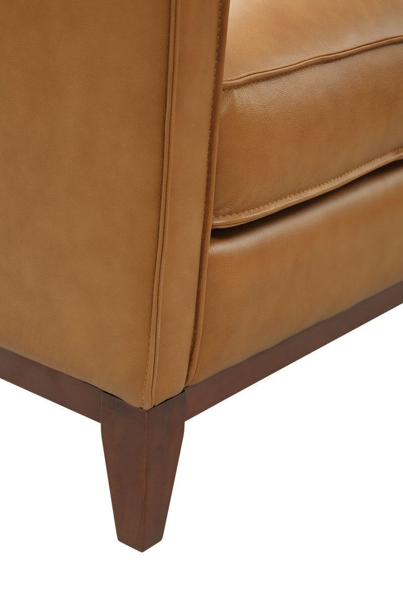 Divani Casa Naylor - Modern Brown Italian Leather Split Sofa - View of the sofa feet on a white transparent background