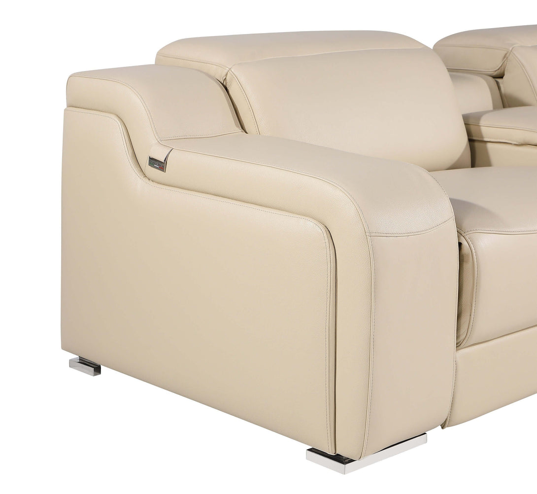 Divanitalia 1116 Modular Sectional in Beige with Power Recliners - View of Armrest