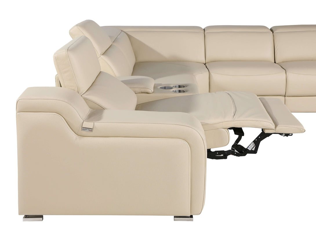 Divanitalia 1116 Modular Sectional in Beige with Power Recliners - View of Recliner Fully-Reclined