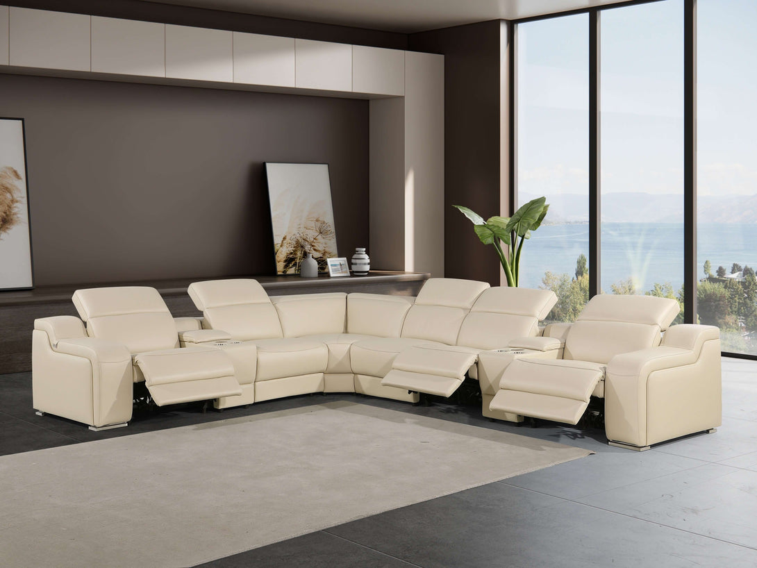 Divanitalia 1116 Modular Sectional in Beige with Power Recliners - Sectional Demo in High-End Living Room Setting